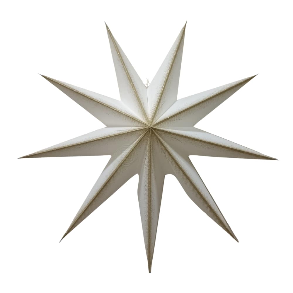 ED 1143A-White-Champ 9 Pointer Glitter Paper Star