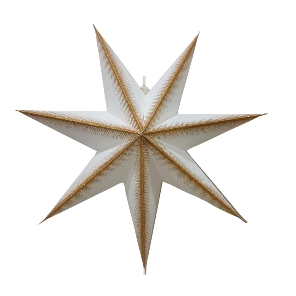 ED 1143A -White-Gold 7 Pointer Glitter Paper Star