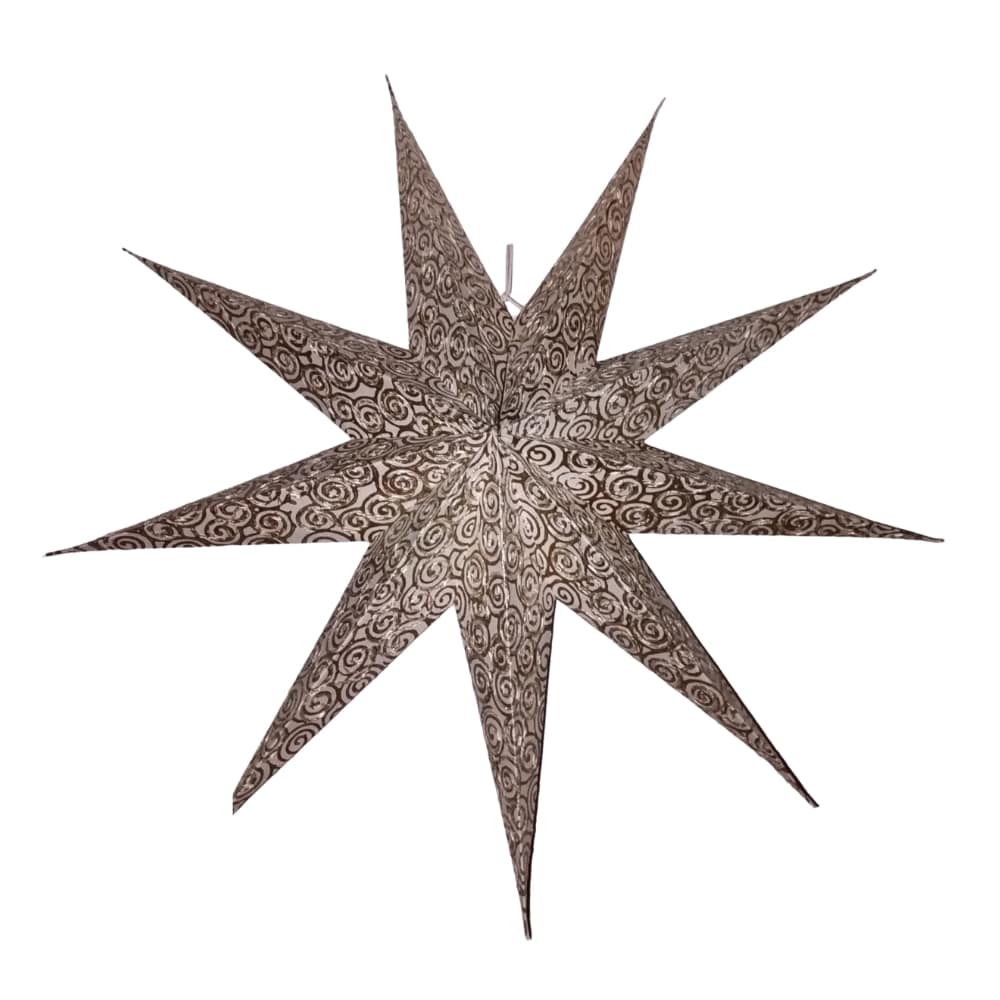 ED 406 White-Gold 9 Pointer Handmade Embroided Paper Star
