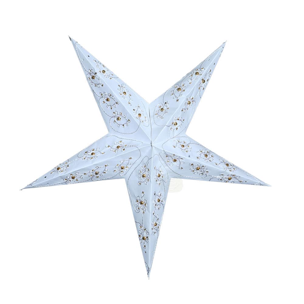 ED 415 5P White Gold 5 Pointer Handmade Embroided Paper Star