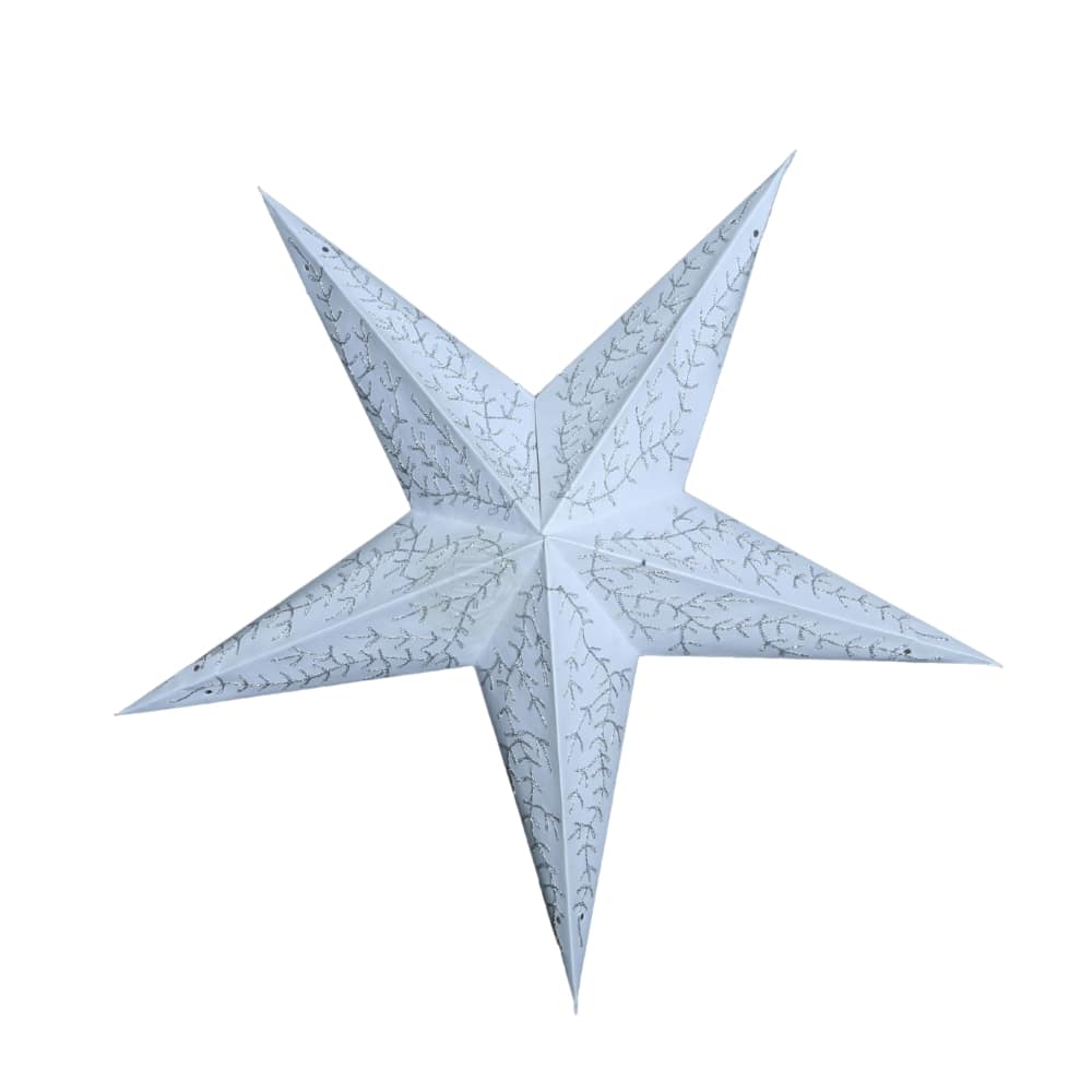 ED-449-5P-White-Silver 5 Pointer Embroided Paper Star