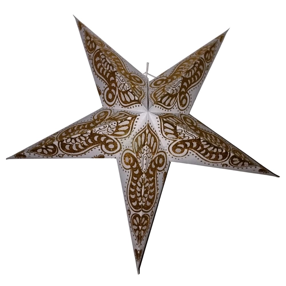 ED 871 White-Gold 5 Pointer Glitter Paper Star